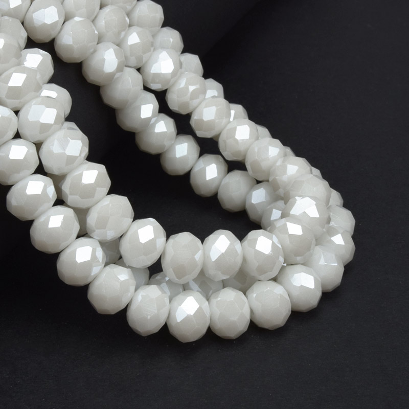 Намистини ронделі, 10х7 мм, Білі (BUS-057164)