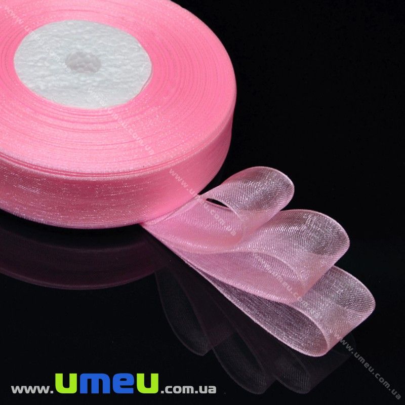 Стрічка з органзи, 20 мм, Рожева (LEN-019697)