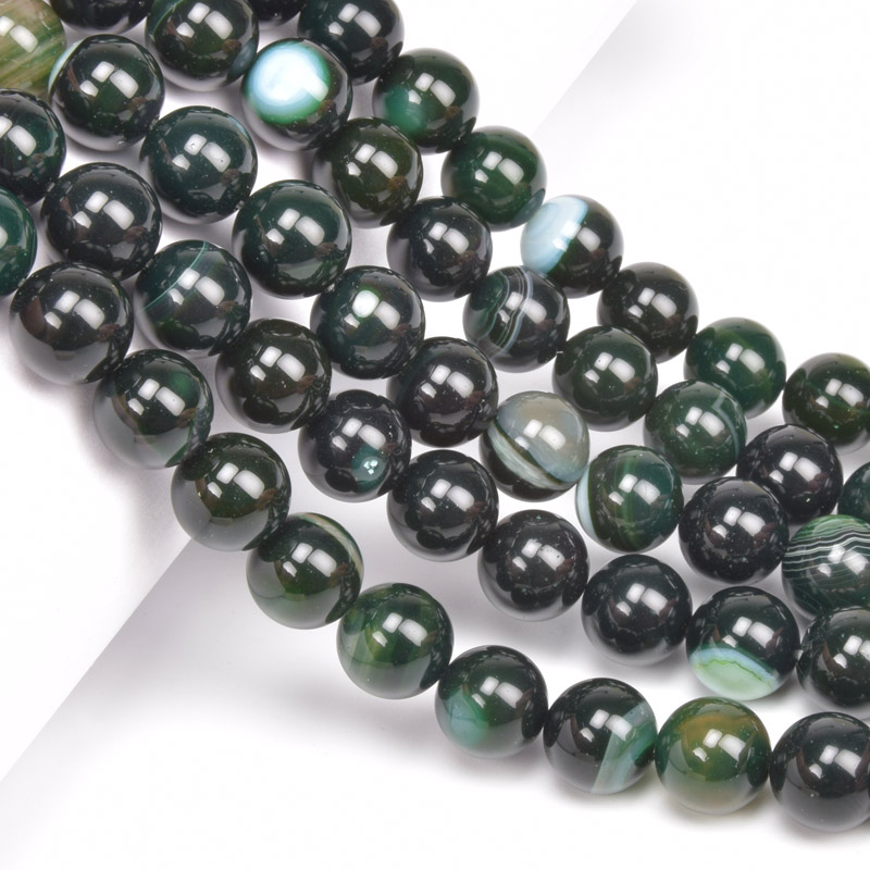 Бусины Агат зеленый, Натур. камень, 10 мм, Круглые, 19 см (BUS-060724)