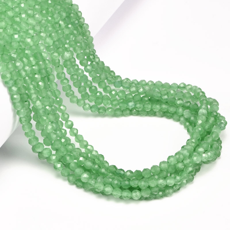 Бусины Кошачий глаз, Синт. камень, 3 мм, Зеленые, Круглые граненые (BUS-054299)