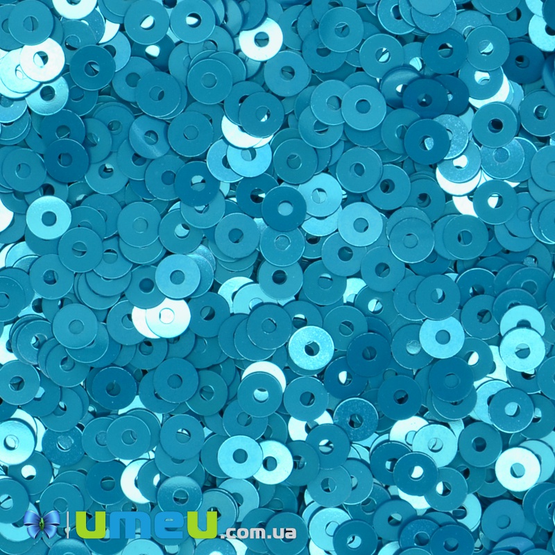 Паєтки Італія круглі плоскі, 3 мм, Бірюзові №6119 Turchese Metal (PAI-039161)