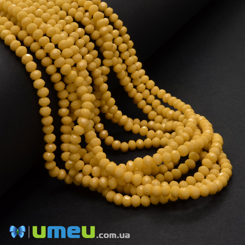 Намистини ронделі, 3,5х3 мм, Жовті (BUS-029927)