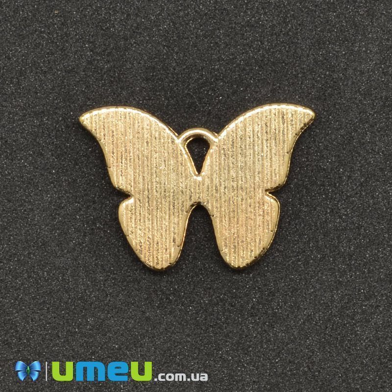 Подвеска метал. Бабочка малиновая, 22х15 мм, Золото (POD-043585)