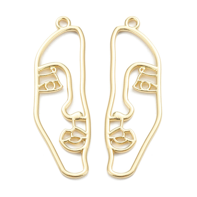 Подвеска метал. Лицо, 40х13 мм, Светлое золото (POD-053902)