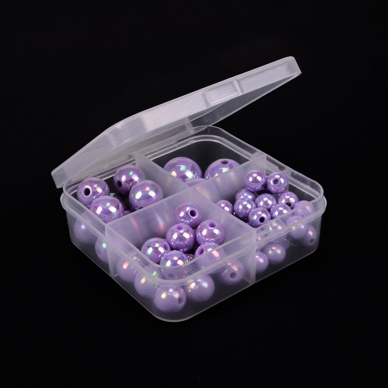 Набір пластикових намистин в органайзері, 8-16 мм, Бузковий (BUS-051098)