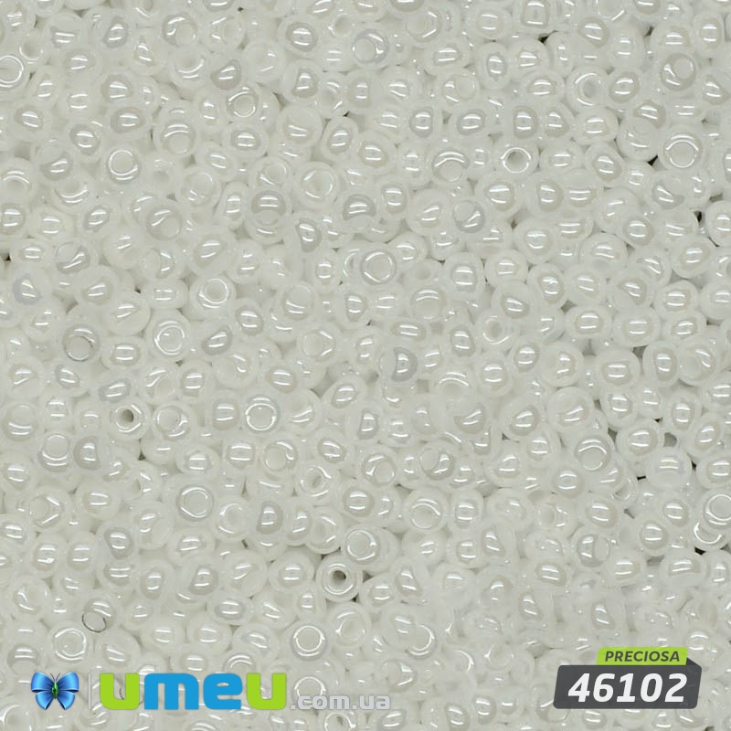 Бісер чеський 11/0, №46102, Білий, Перламутровий (BIS-028437)