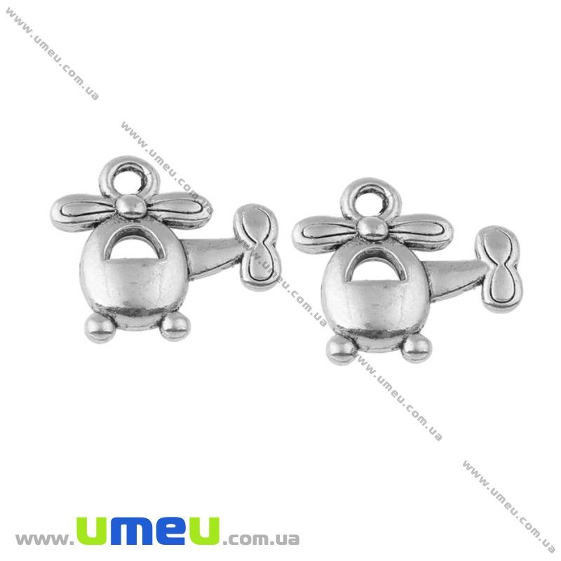 Подвеска метал. Вертолёт (двухстор.), 15х14 мм, Античное серебро (POD-021104)