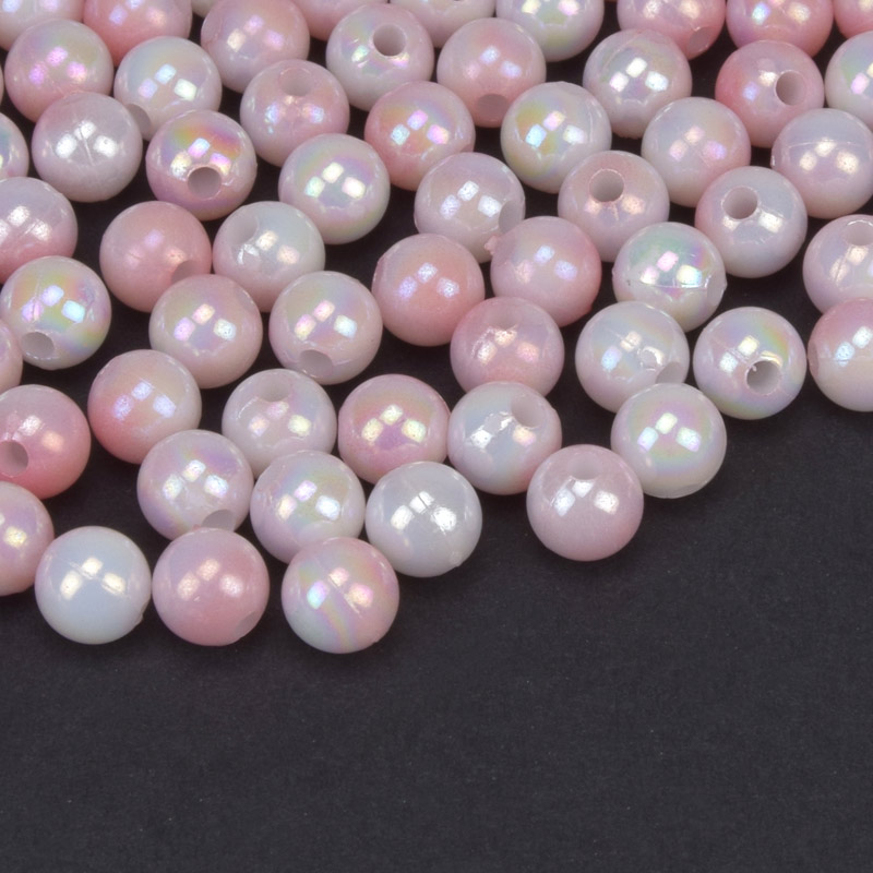 Бусины пластиковые градиентные, Круглые, 6 мм, Розовые (BUS-059557)