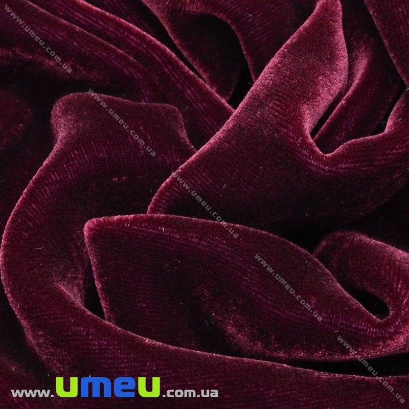 Бархат итальянский шелковый, Ширина 20 см, Бордовый (TKN-036632)