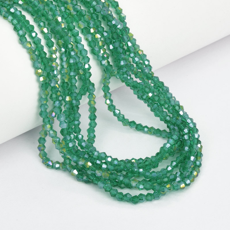 Намистини Біконус, 3х2,5 мм, Зелені АВ (BUS-057457)