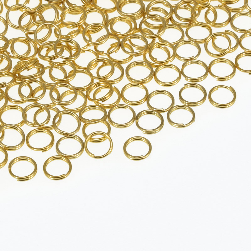 Колечки двойные из нерж. стали, 5 мм, 0,5 мм, Покрытие 18 kt (STL-060574)