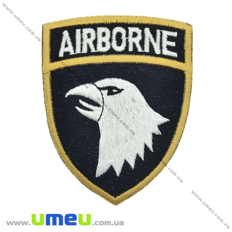 Термоаплікація Шеврон із орлом, 8х6,5 см, Чорно-біла (APL-024654)