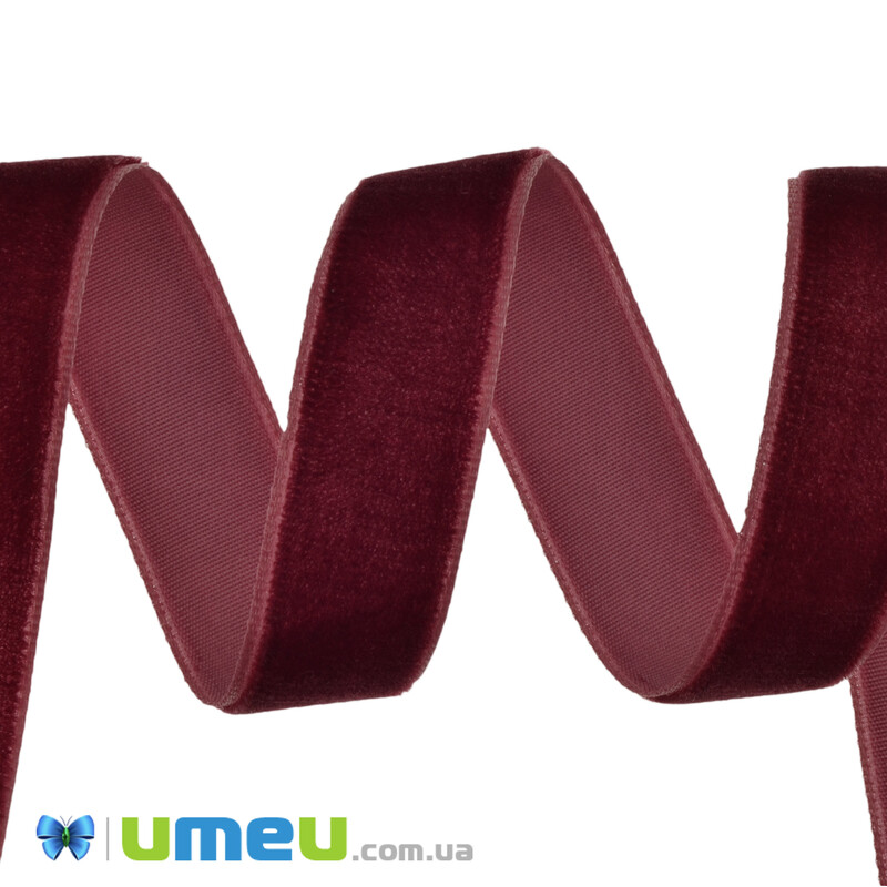 Стрічка оксамитова, 20 мм, Бордова темна (LEN-042190)