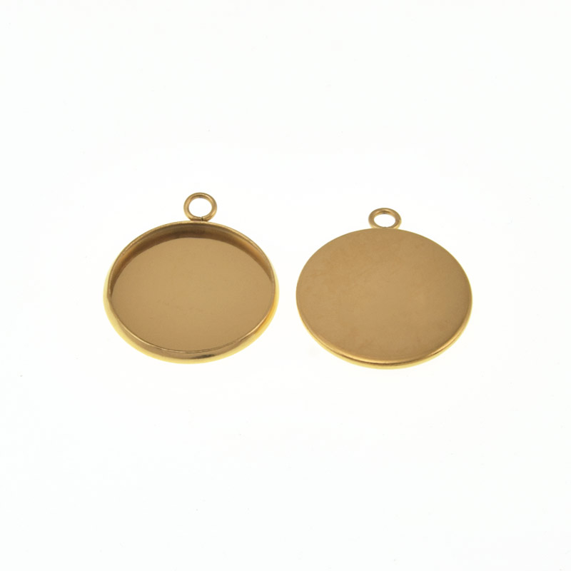 Основа круглая из нерж. стали, 23,5х20 мм, 18 мм, Золото (STL-059478)