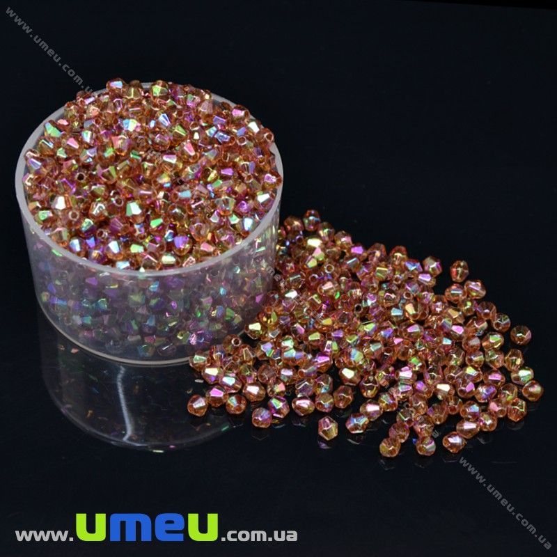 Намистини акрилові Біконуси, 4х4 мм, Коричневі АВ (BUS-018050)