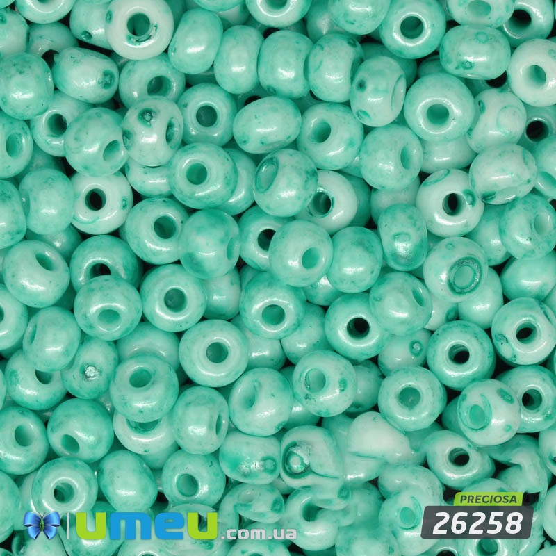 Бисер чешский 4/0, №26258, Зеленая акварель, Мелафир (BIS-034263)