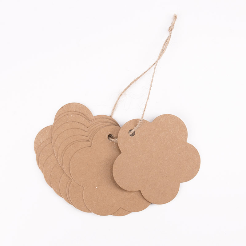 Бірки для подарунків, Квітка, 50 мм, Крафт (UPK-056654)