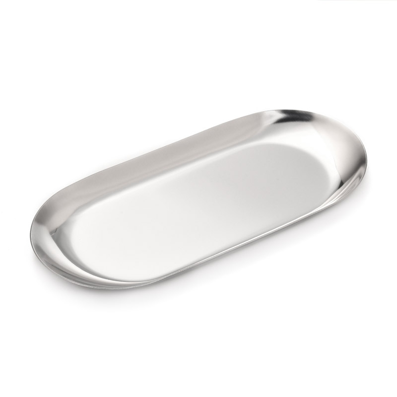 Декоративная тарелка из нерж. ст., 180х85х10 мм, Овальная, Темное серебро (INS-051981)