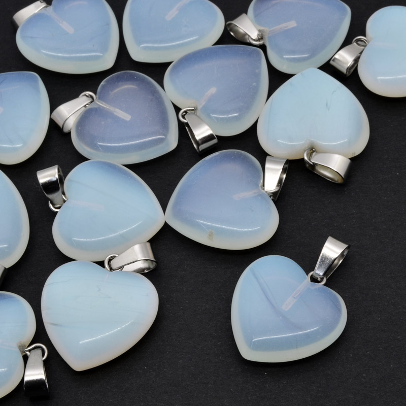 Подвеска Сердце, Синт. камень Опалит, 20х20 мм (POD-054323)