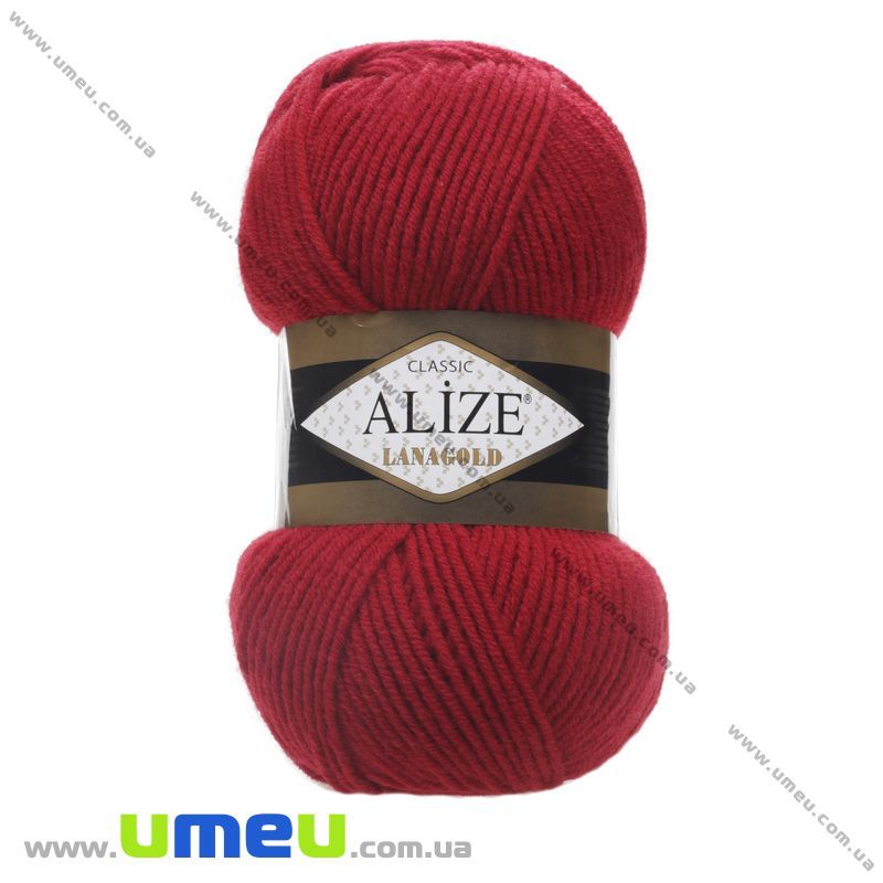 Пряжа Alize Lanagold 100 г, 240 м, Красная 56 (YAR-025373)