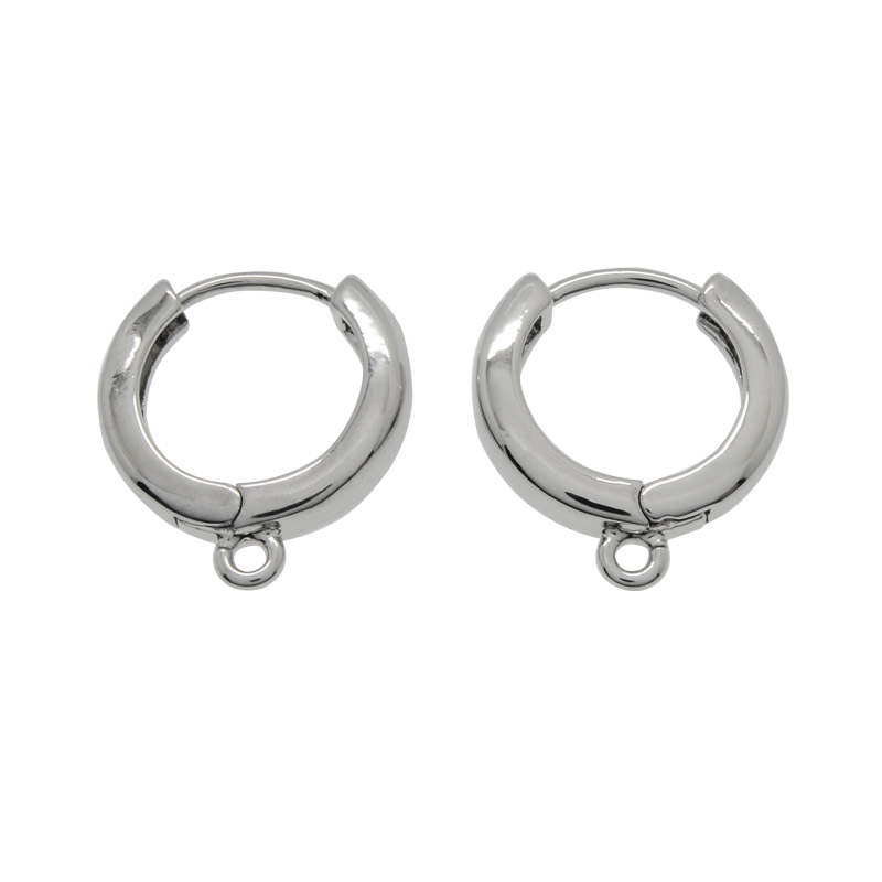 Швензи круглі Huggie, Латунь з покриттям Родій, 16х15х4 мм (OSN-053091)