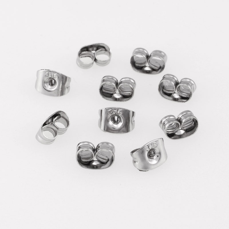Заглушки для пусетів з нерж. сталі, 6х4,5 мм, Темне срібло (STL-055937)