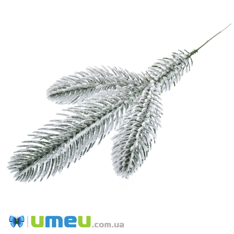 Гілка ялинки в снігу, Зелена, 20-21 см (DEC-047423)