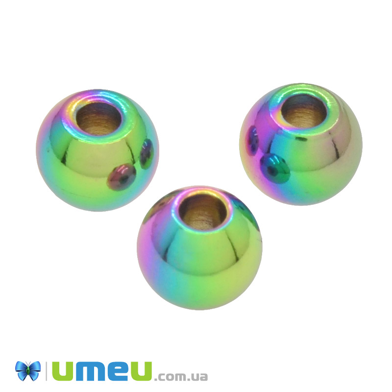 Бусина из нержавеющей стали Круглая, 6х5 мм, Разноцветная (STL-049528)