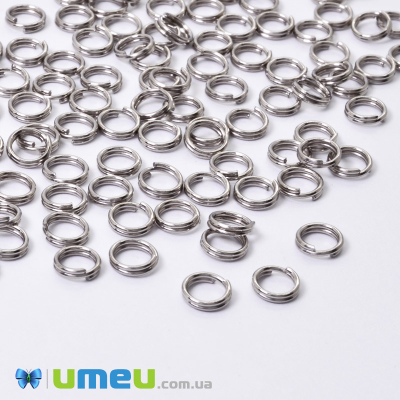 Кільця подвійні, Темне срібло, 5 мм, товщина 0,7 мм (PIN-048768)