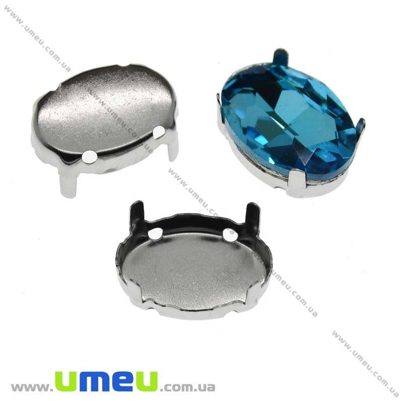 Оправа-цапи під Ріволі Овальний, 25х18 мм, Темне срібло (OSN-013503)