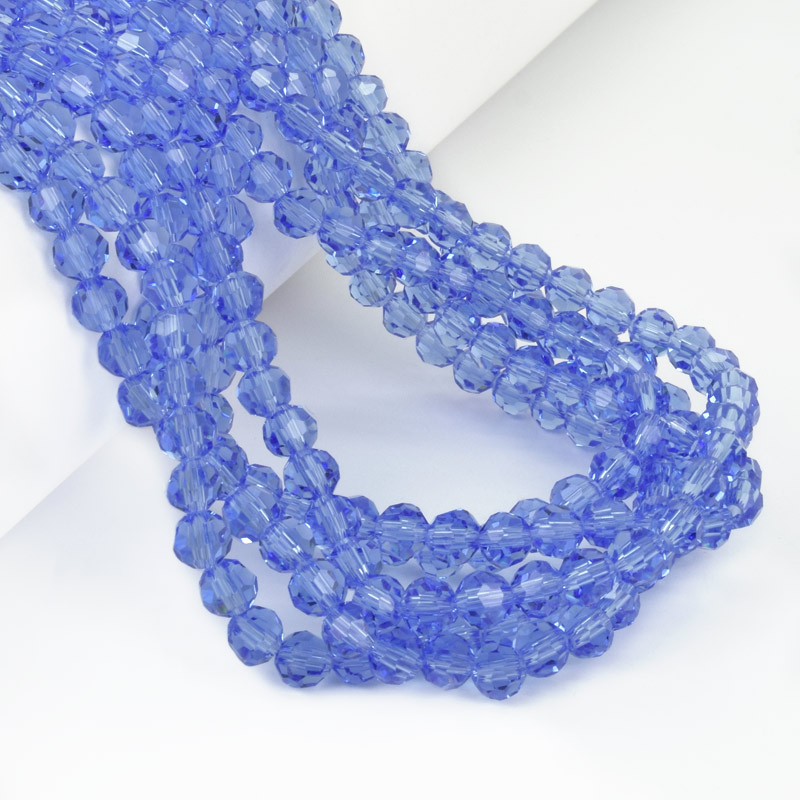 Бусины круглые граненые, 6 мм, Синие (BUS-057316)