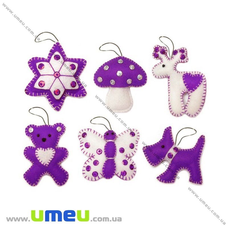 Набор из фетра для создания 6 игрушек, Ёлочные игрушки ФН-59, 6х7 см (FLT-034845)