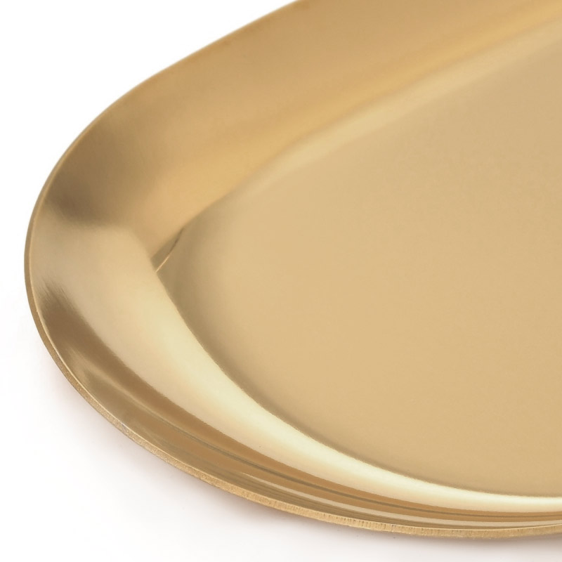 Декоративная тарелка из нержавеющей стали Овальная, 230х90х10 мм, Золото (INS-051985)