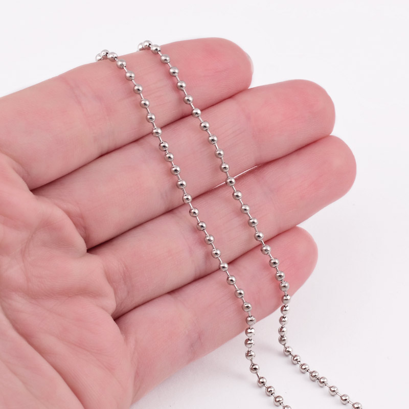 Цепь с шариками, Темное серебро, 2 мм (ZEP-040227)