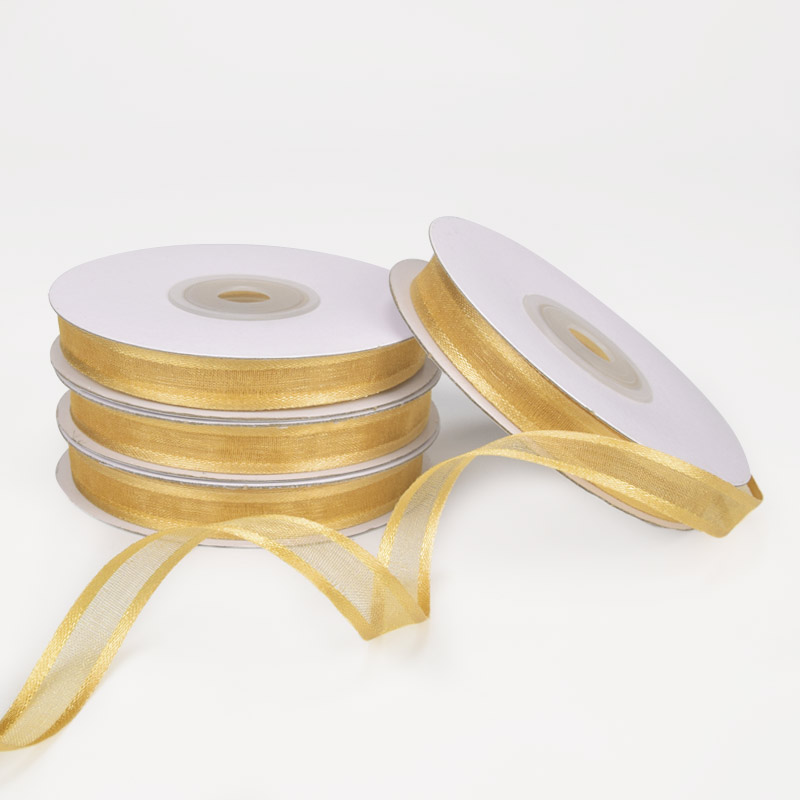 Лента из органзы с атласным кантом, 10 мм, Золотистая (LEN-056779)
