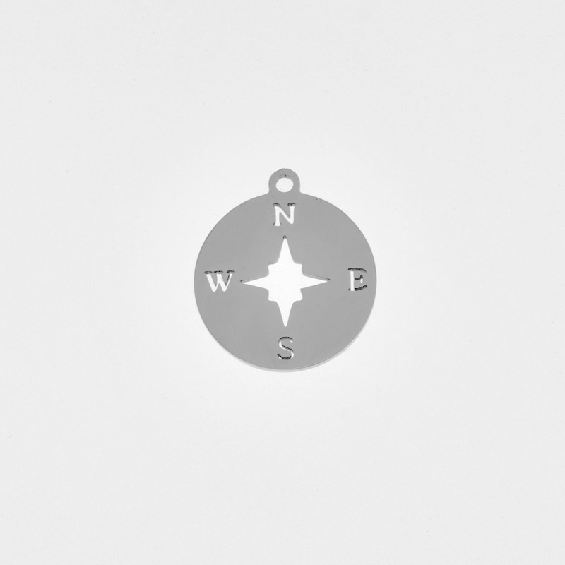 Підвіска з нерж. сталі Компас, 17х15 мм, Темне срібло (STL-061327)