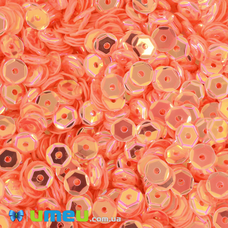 Паєтки Індія круглі грановані, 5 мм, Помаранчеві АВ (PAI-051130)