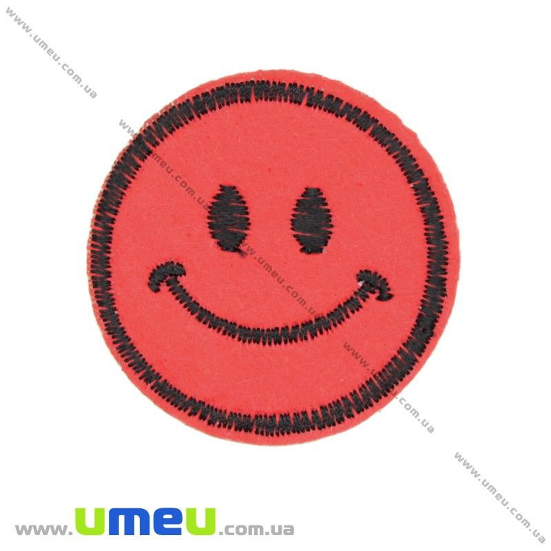 Термоаппликация Смайлик, 4,5 см, Красная (APL-017468)