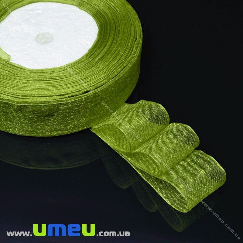 Стрічка з органзи, 20 мм, Оливкова (LEN-019699)