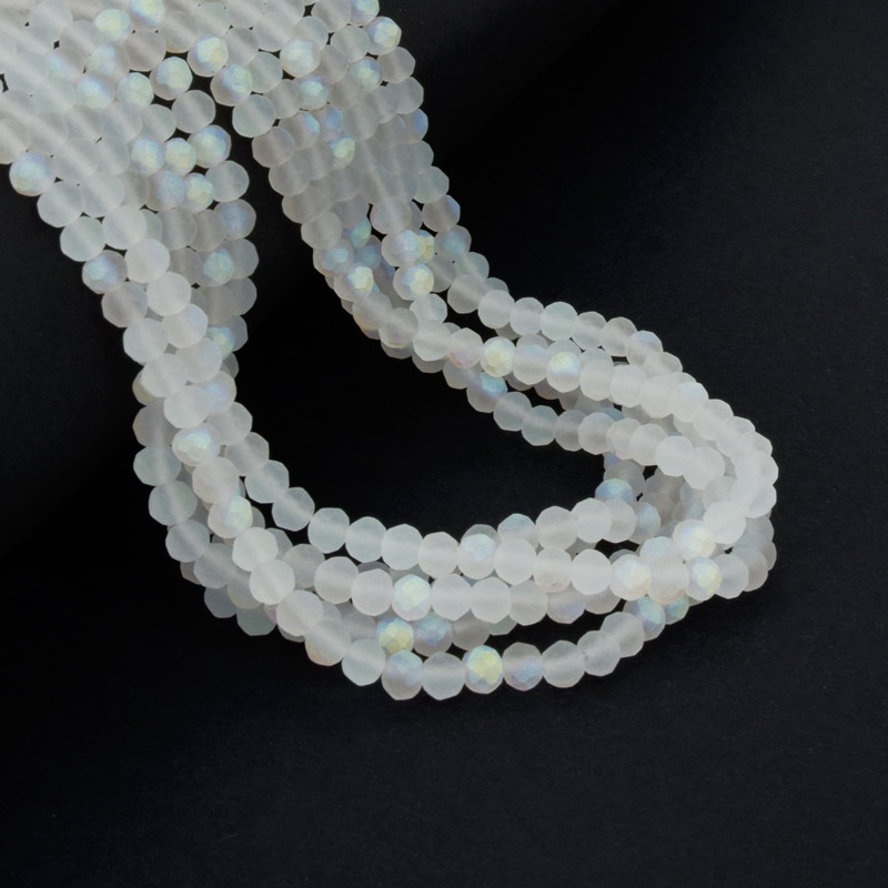 Бусины рондели, 4х3,5 мм, Белые матовые АВ (BUS-057345)