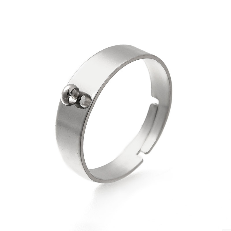 Кольцо из нерж. стали с петлей, 18 мм, Темное серебро (OSN-060526)