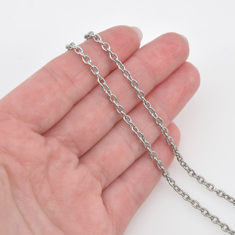 Цепь из нержавеющей стали, 3 мм, Темное серебро (ZEP-058383)