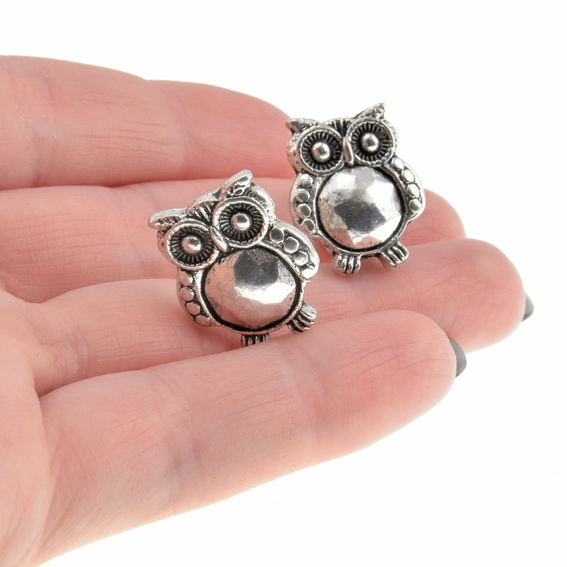 Намистина мет., Сова, 19х16 мм, Античне срібло (BUS-013588)