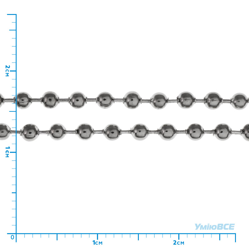 Цепь с шариками, Темное серебро, 2 мм (ZEP-040227)