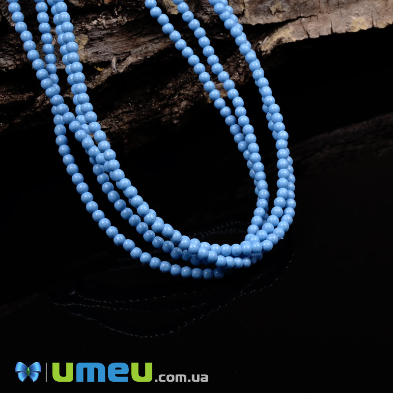 Бусины чешское стекло Preciosa Жемчуг 2 мм Ceramic Aqua Blue, Голубые (BUS-049365)