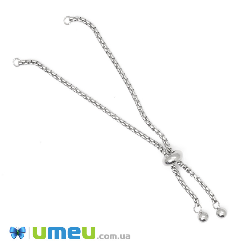 Застежка для браслета из нерж. стали со стоппером, 11,5 см, Темное серебро (STL-044253)