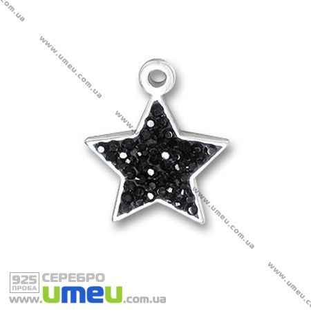 Подвеска из Серебра 925 с кристаллами Swarovski, Звезда черная, 20х17 мм (POD-002159)