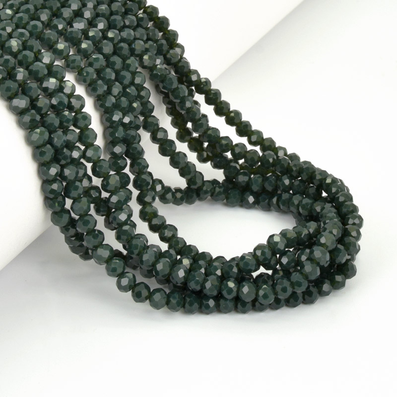Бусины рондели, 4х3 мм, Зеленые темные (BUS-057202)