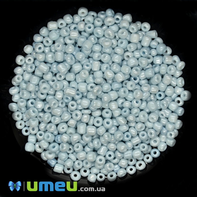 Бісер китайський великий, 6/0, Блакитний світлий перламутровий, 4 мм (BIS-037721)