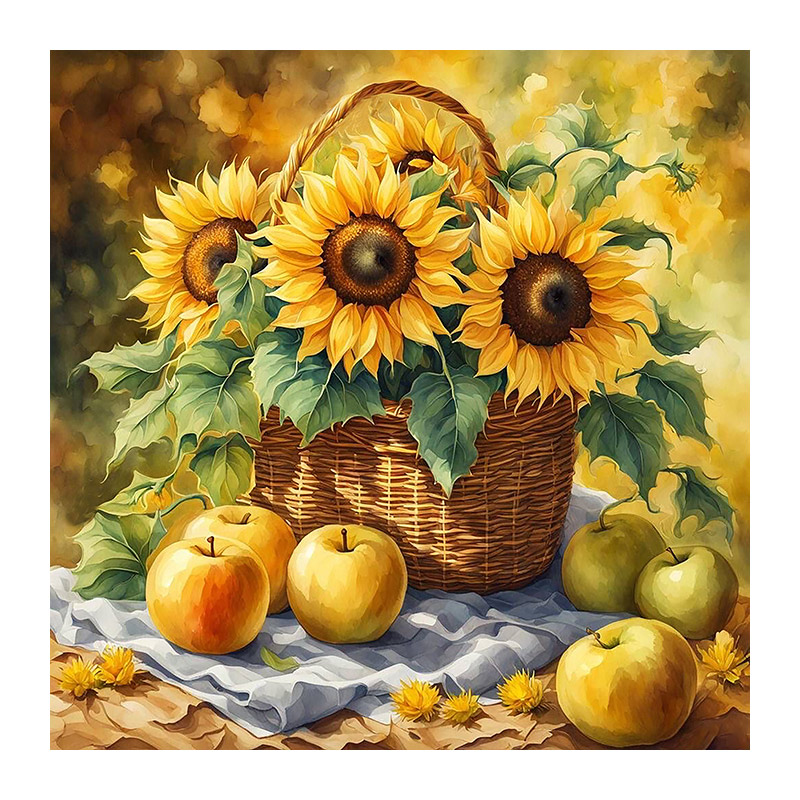 Набір алмазного живопису на підрамнику 30х30 см, Соняшник з яблуками (SXM-061159)
